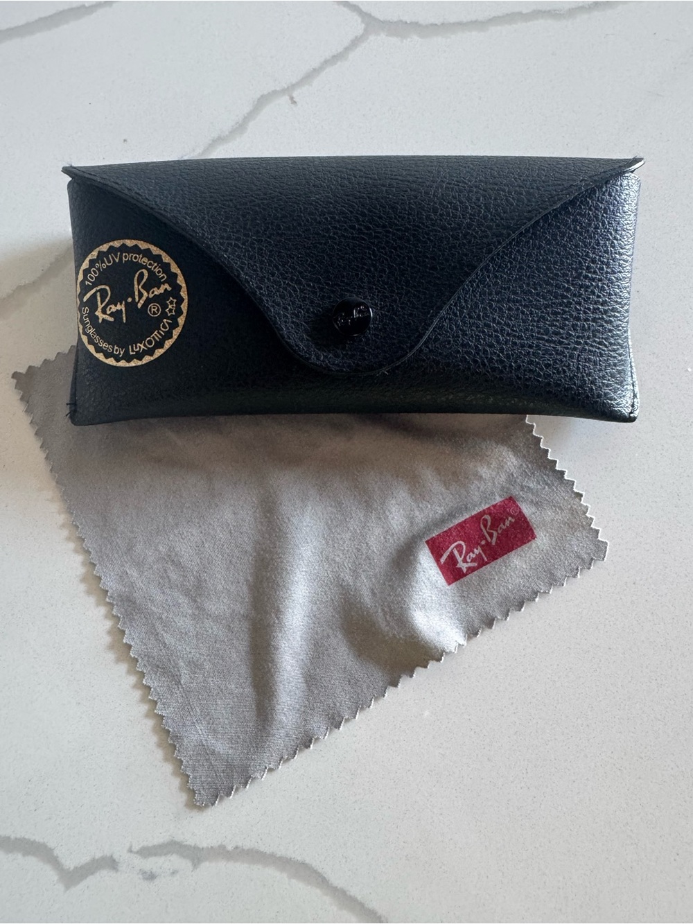Ray-Ban Black Sunglasses Case with Gray Cleaning Cloth